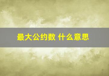 最大公约数 什么意思